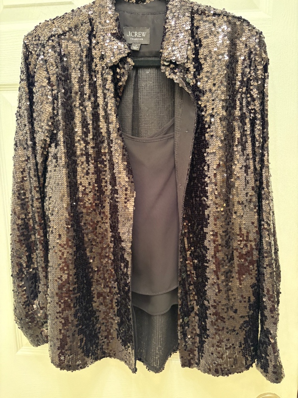 J. Crew Black Sequins Long Sleeve Blouse